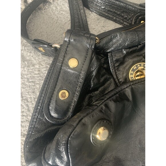 Marc Jacobs Black Cow Leather Two Way Zipper Shoulder Bag Purse Oversized. - Picture 7 of 16